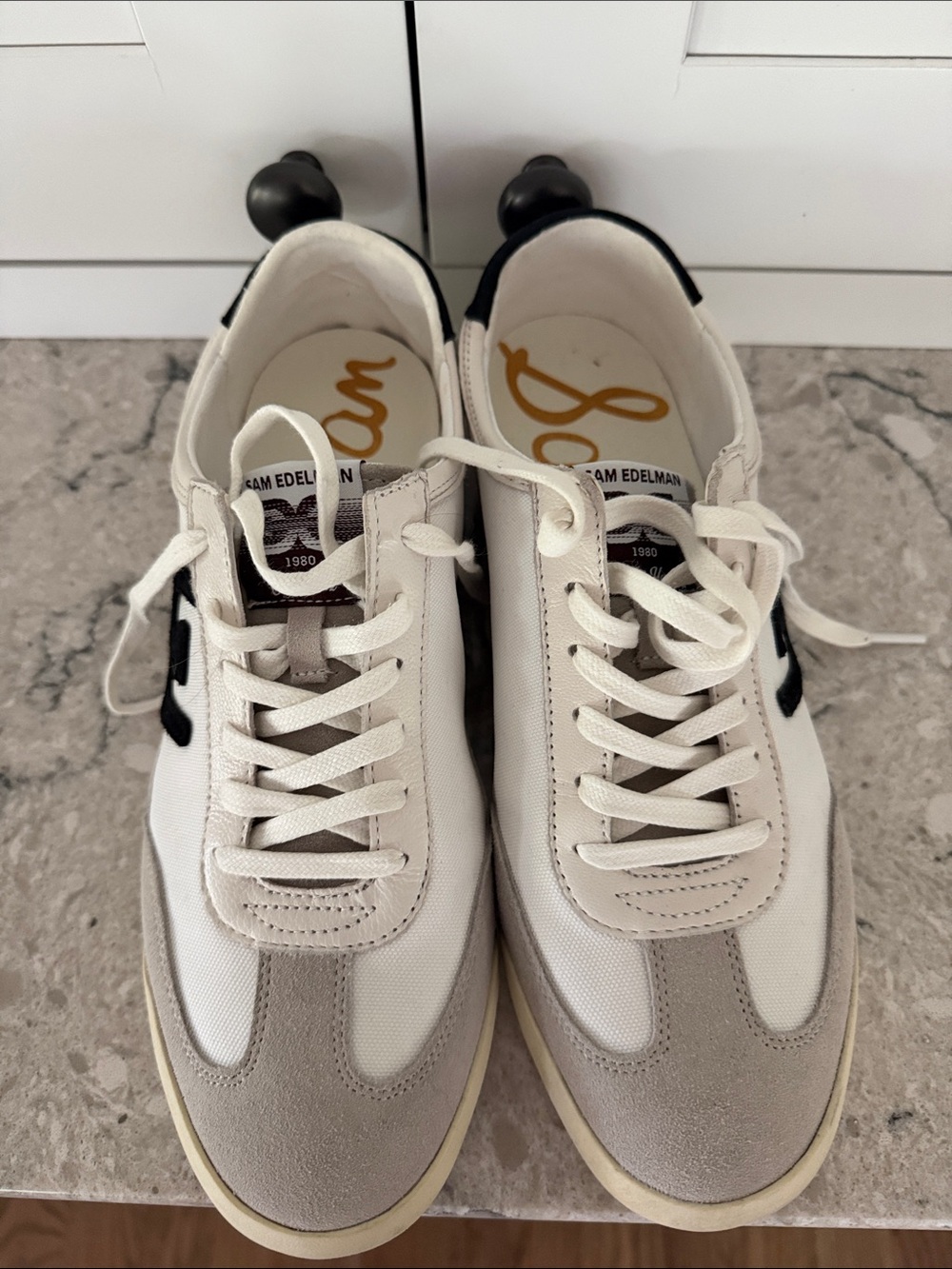 Sam Edelman White, Gray & Black Lace-Up Sneakers
